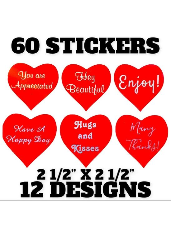 Other - 60 Heart Stickers 2 1/2” X 1 1/2” PRICE IS FIRM
